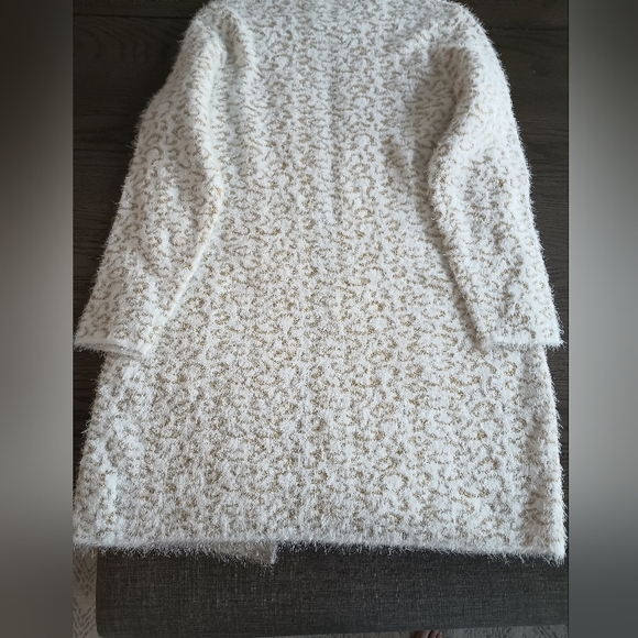 Nine West Woman's Jacquard Long Cardigan  Size XL   NWT  White & Gold - Picture 5 of 12